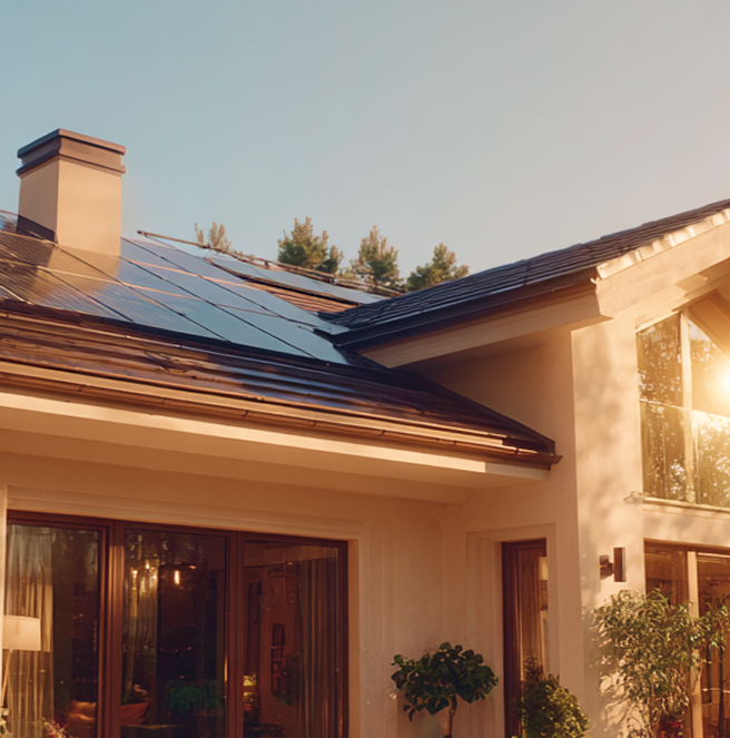 Casa con pannelli fotovoltaici