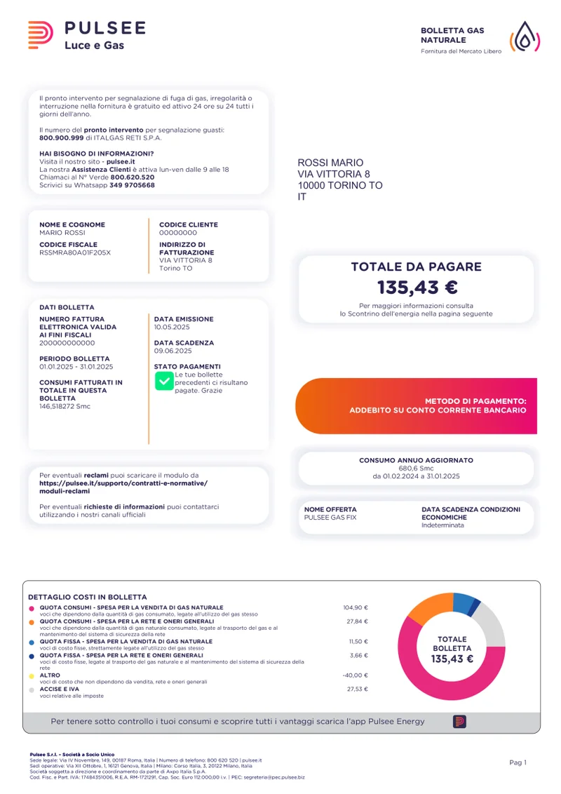 Guida alla bolletta pagina 1