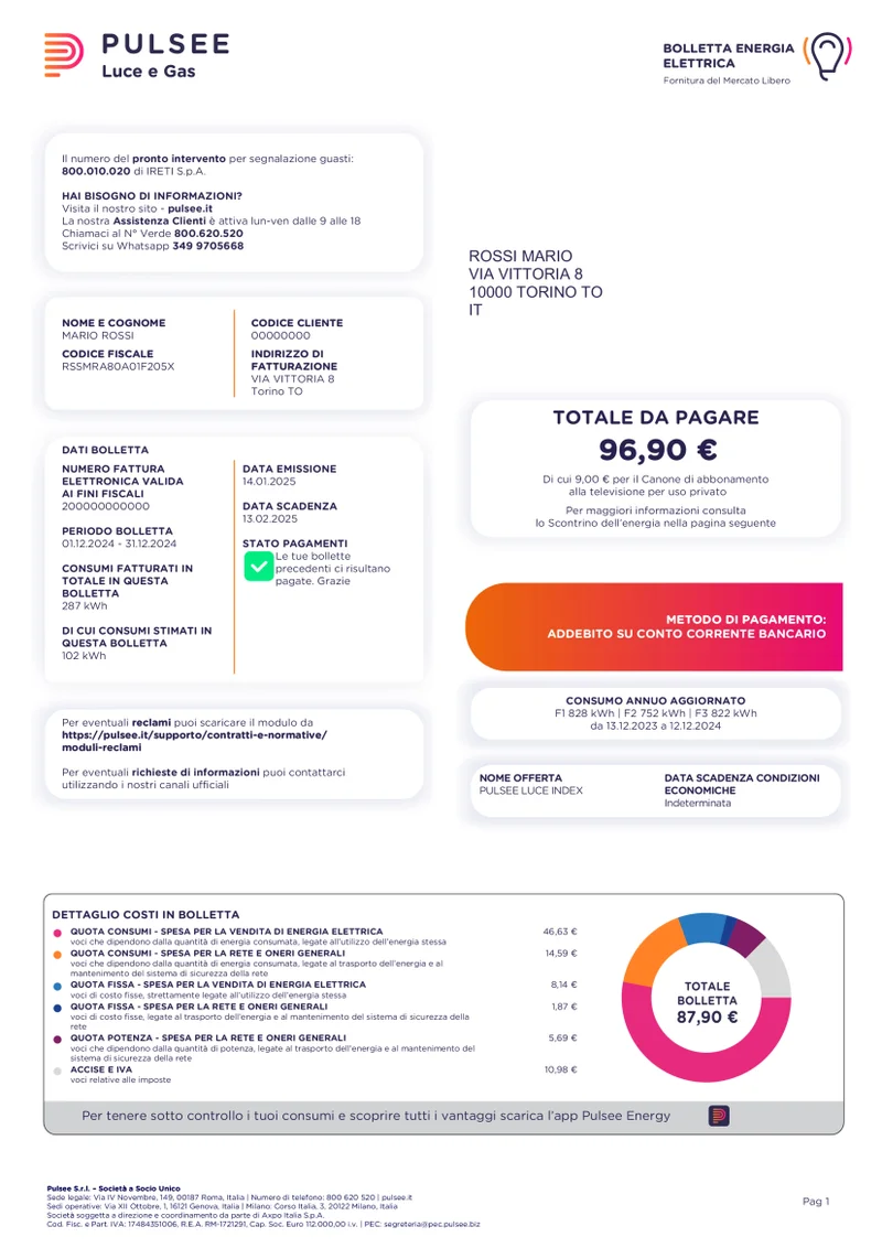 Guida alla bolletta pagina 1