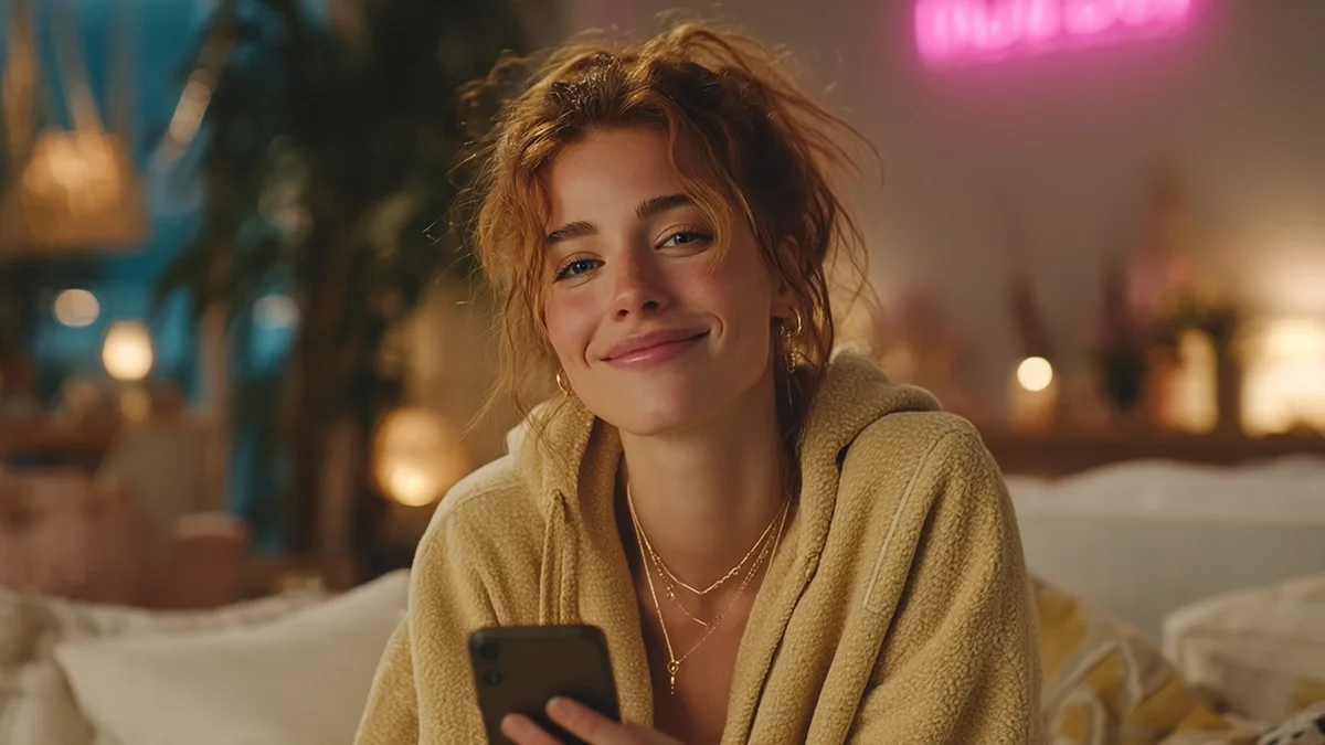 ragazza sorridente con smartphone