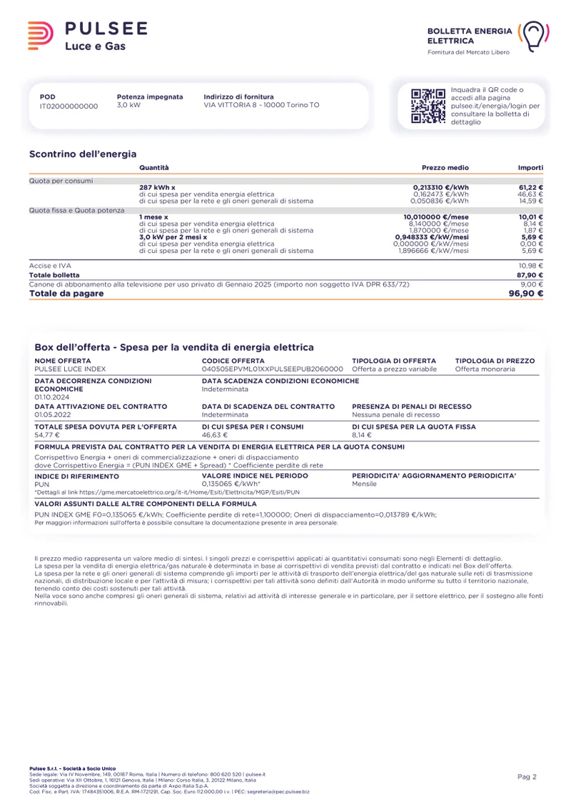 Guida alla bolletta pagina 2